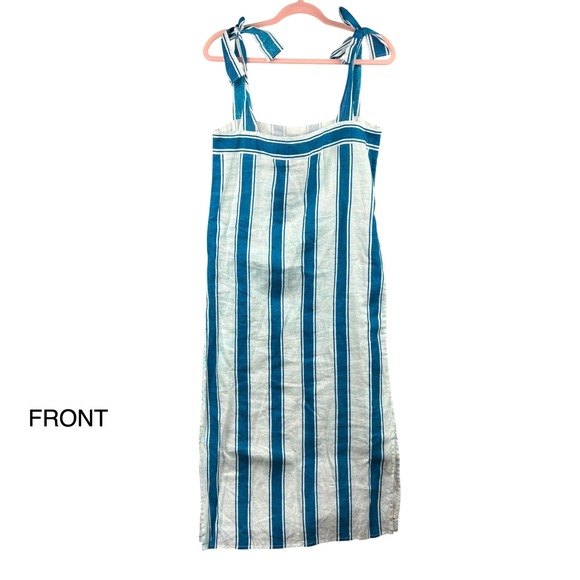 Olivia James The Label Blue White Striped Bow Strap Midi/Maxi Cotton Dress S NWT - Picture 2 of 13